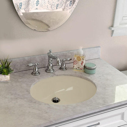 Nantucket Sinks Great Point 17" W x 14" D Oval Porcelain Enamel Glaze Undermount Ceramic Sink In Bisque With Oveflow