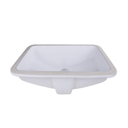 Nantucket Sinks Great Point 18" W x 12" D Rectangular Glazed Bottom Undermount White Ceramic Vanity Sink With Overflow