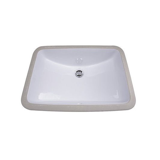 Nantucket Sinks Great Point 18" W x 12" D Rectangular Glazed Bottom Undermount White Ceramic Vanity Sink With Overflow