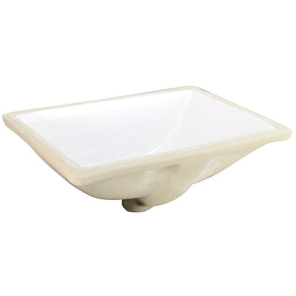 Nantucket Sinks Great Point 18" W x 13" D Rectangular Porcelain Enamel Glaze Undermount Ceramic Sink In White With Oveflow