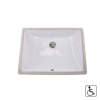 Nantucket Sinks Great Point 20" W x 15" D Rectangular Porcelain Enamel Glaze Undermount Ceramic Sink In White With Oveflow