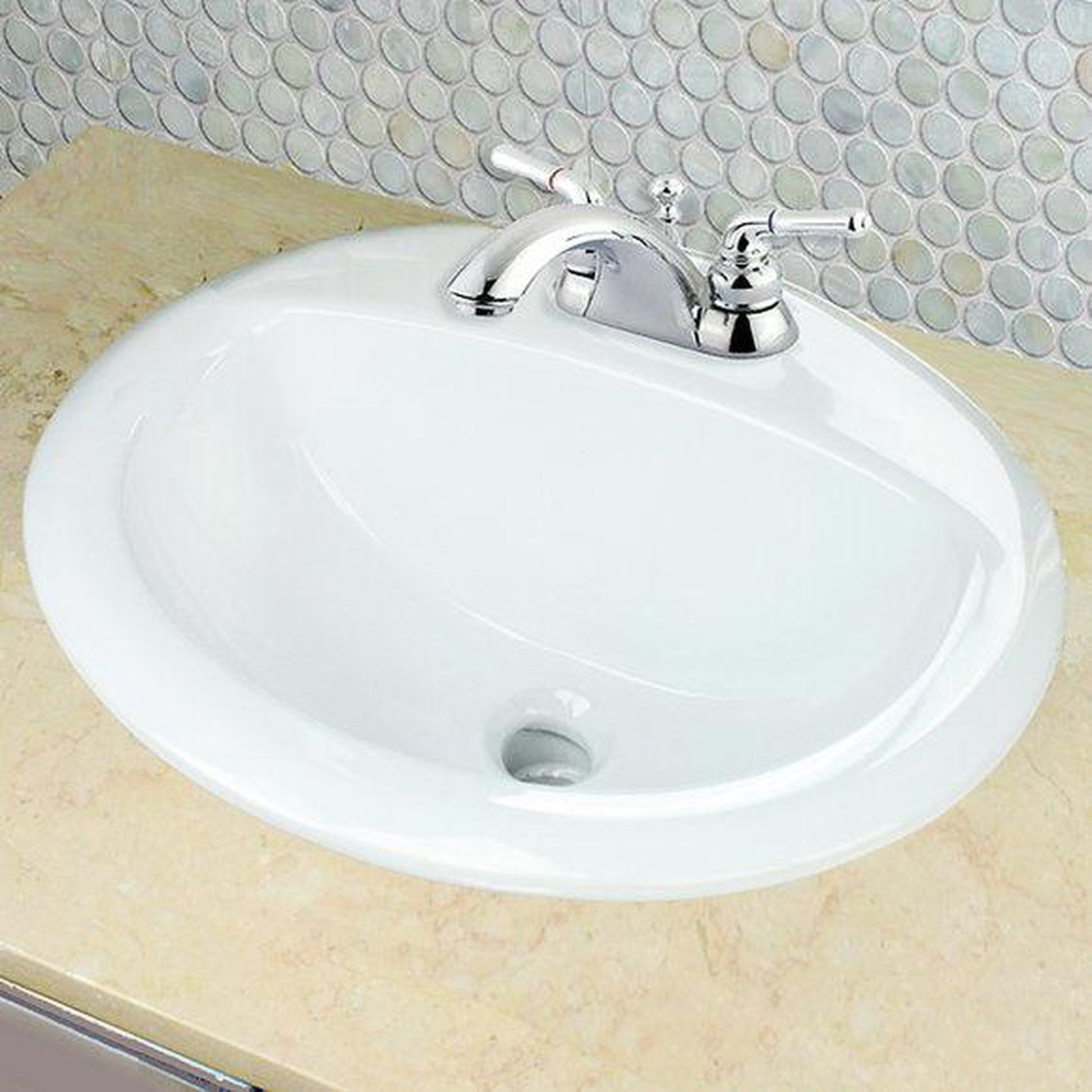 Nantucket Sinks Great Point 21" Oval Drop-In Porcelain Enamel Glazed White Ceramic Vanity Sink