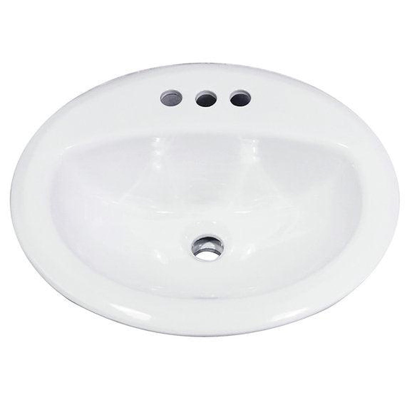 Nantucket Sinks Great Point 21" Oval Drop-In Porcelain Enamel Glazed White Ceramic Vanity Sink