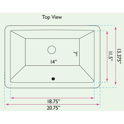 Nantucket Sinks Great Point 21" W x 14" D Rectangular Porcelain Enamel Glaze Undermount Ceramic Sink In Bisque With Oveflow