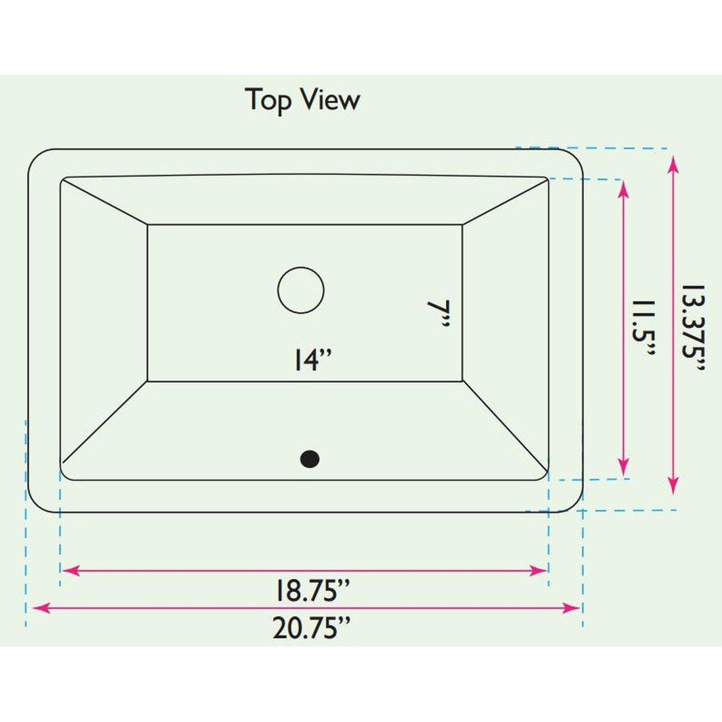 Nantucket Sinks Great Point 21" W x 14" D Rectangular Porcelain Enamel Glaze Undermount Ceramic Sink In White With Oveflow