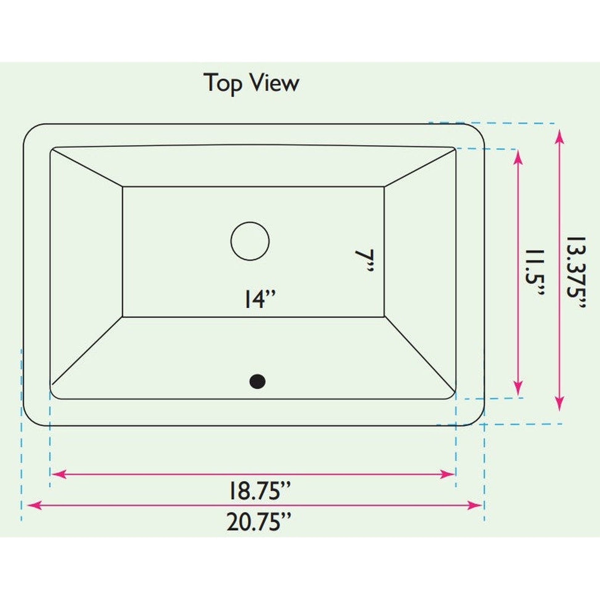 Nantucket Sinks Great Point 21" W x 14" D Rectangular Porcelain Enamel Glaze Undermount Ceramic Sink In White With Oveflow