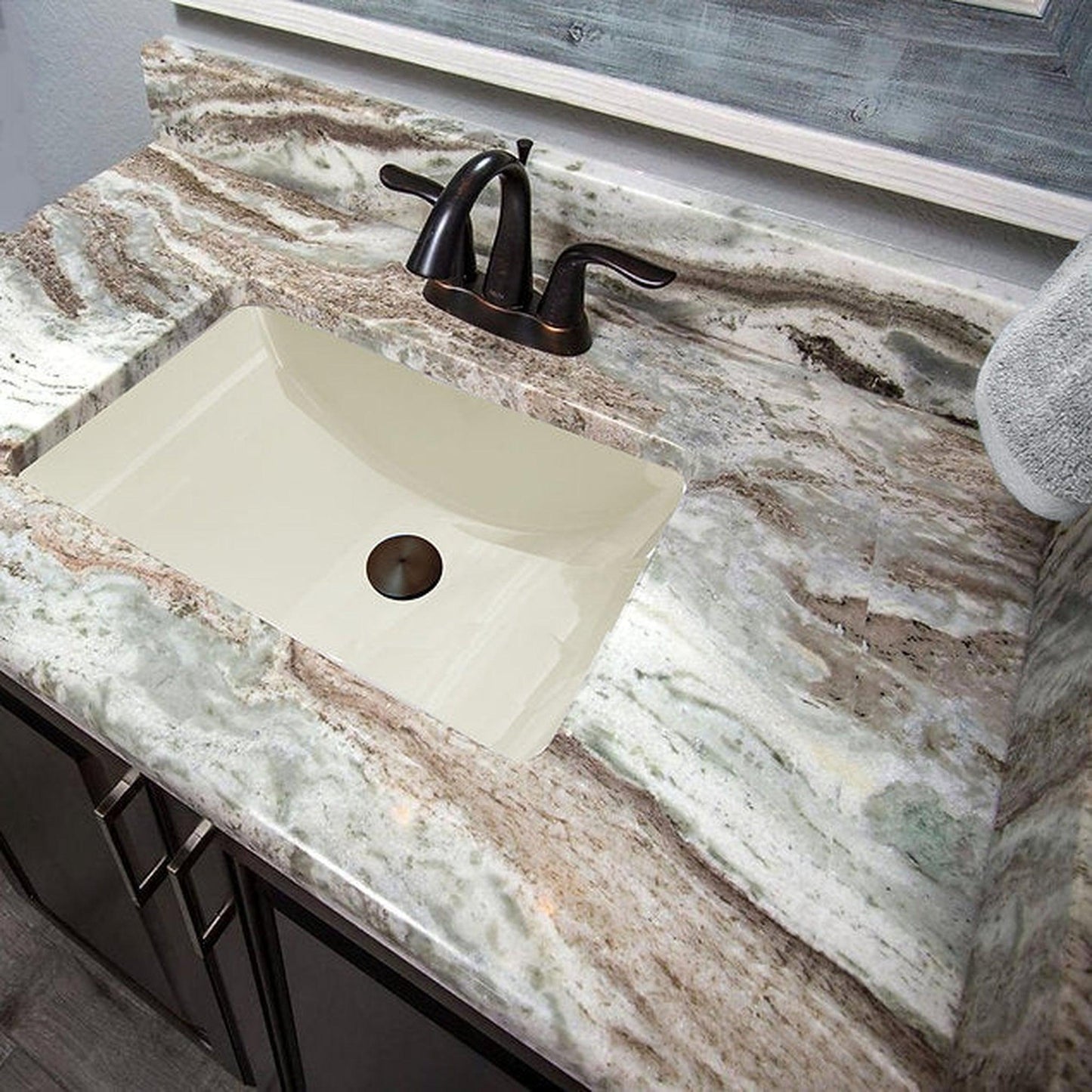 Nantucket Sinks Great Point 21" W x 15" D Rectangular Porcelain Enamel Glaze Undermount Ceramic Sink In Bisque With Oveflow