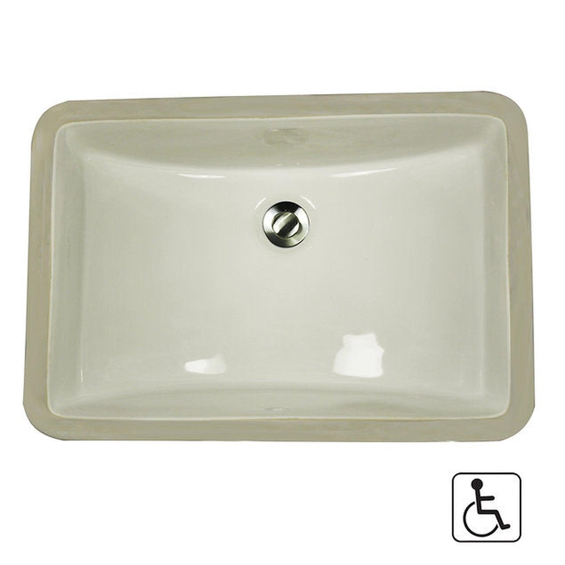 Nantucket Sinks Great Point 21" W x 15" D Rectangular Porcelain Enamel Glaze Undermount Ceramic Sink In Bisque With Oveflow