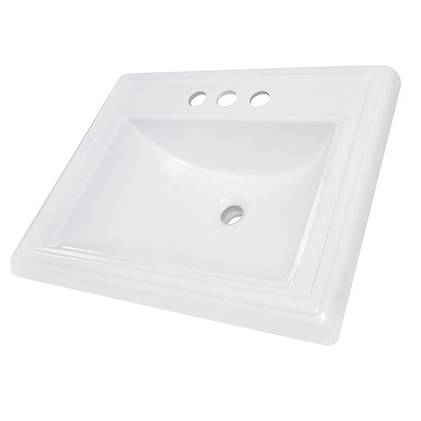 Nantucket Sinks Great Point 23" 3-Hole 4" Centerset Rectangular Drop-In Porcelain Enamel Glazed White Ceramic Vanity Sink