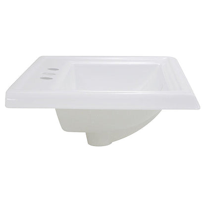 Nantucket Sinks Great Point 23" 3-Hole 4" Centerset Rectangular Drop-In Porcelain Enamel Glazed White Ceramic Vanity Sink