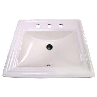 Nantucket Sinks Great Point 23" 3-Hole 8" Centerset Rectangular Drop-In Porcelain Enamel Glazed Bisque Ceramic Vanity Sink