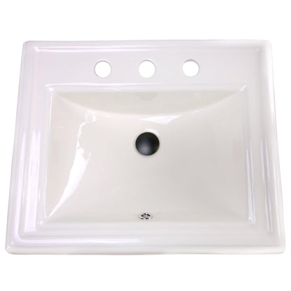 Nantucket Sinks Great Point 23" 3-Hole 8" Centerset Rectangular Drop-In Porcelain Enamel Glazed Bisque Ceramic Vanity Sink