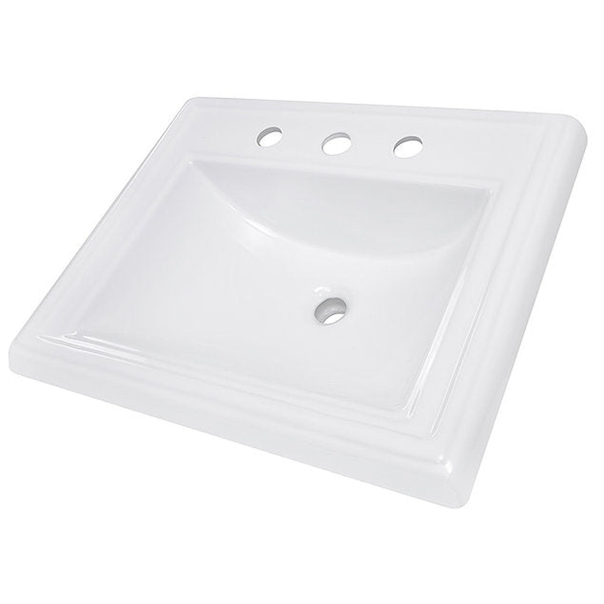 Nantucket Sinks Great Point 23" 3-Hole 8" Centerset Rectangular Drop-In Porcelain Enamel Glazed White Ceramic Vanity Sink