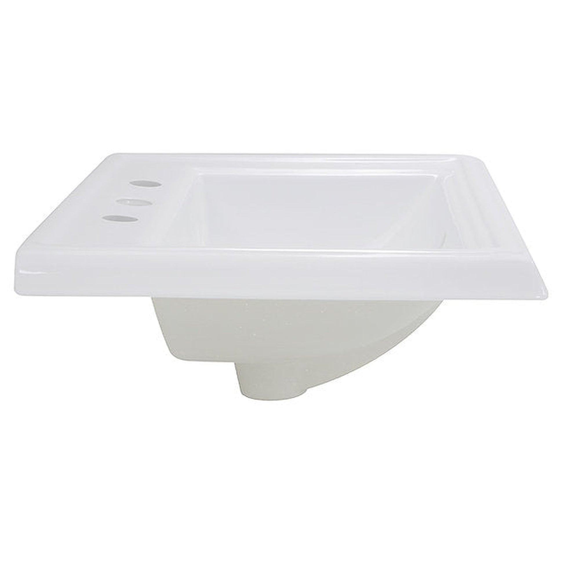 Nantucket Sinks Great Point 23" 3-Hole 8" Centerset Rectangular Drop-In Porcelain Enamel Glazed White Ceramic Vanity Sink