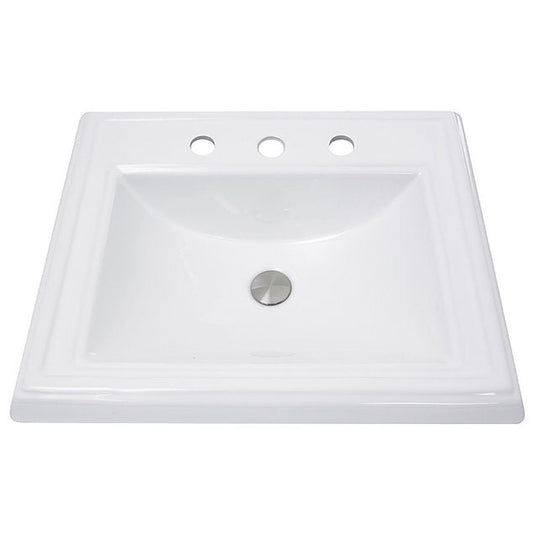 Nantucket Sinks Great Point 23" 3-Hole 8" Centerset Rectangular Drop-In Porcelain Enamel Glazed White Ceramic Vanity Sink