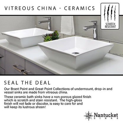Nantucket Sinks Great Point 23" Rectangular Drop-In Ceramic Vanity Sink
