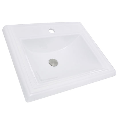 Nantucket Sinks Great Point 23" x 18.25" x 8.75" Rectangular Drop-In Ceramic Vanity Sink