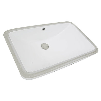 Nantucket Sinks Great Point 24" W x 15" D RectangularPorcelain Enamel Glaze White Ceramic Undermount Sink With Overflow