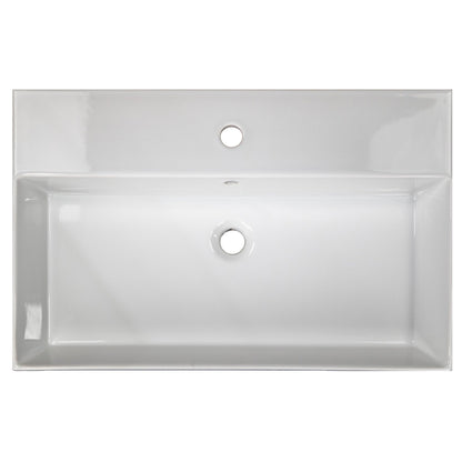 Nantucket Sinks Newport Collection 28" Rectangle Wall-Mounted Glazed White Fireclay Single Bowl Bathroom Sink