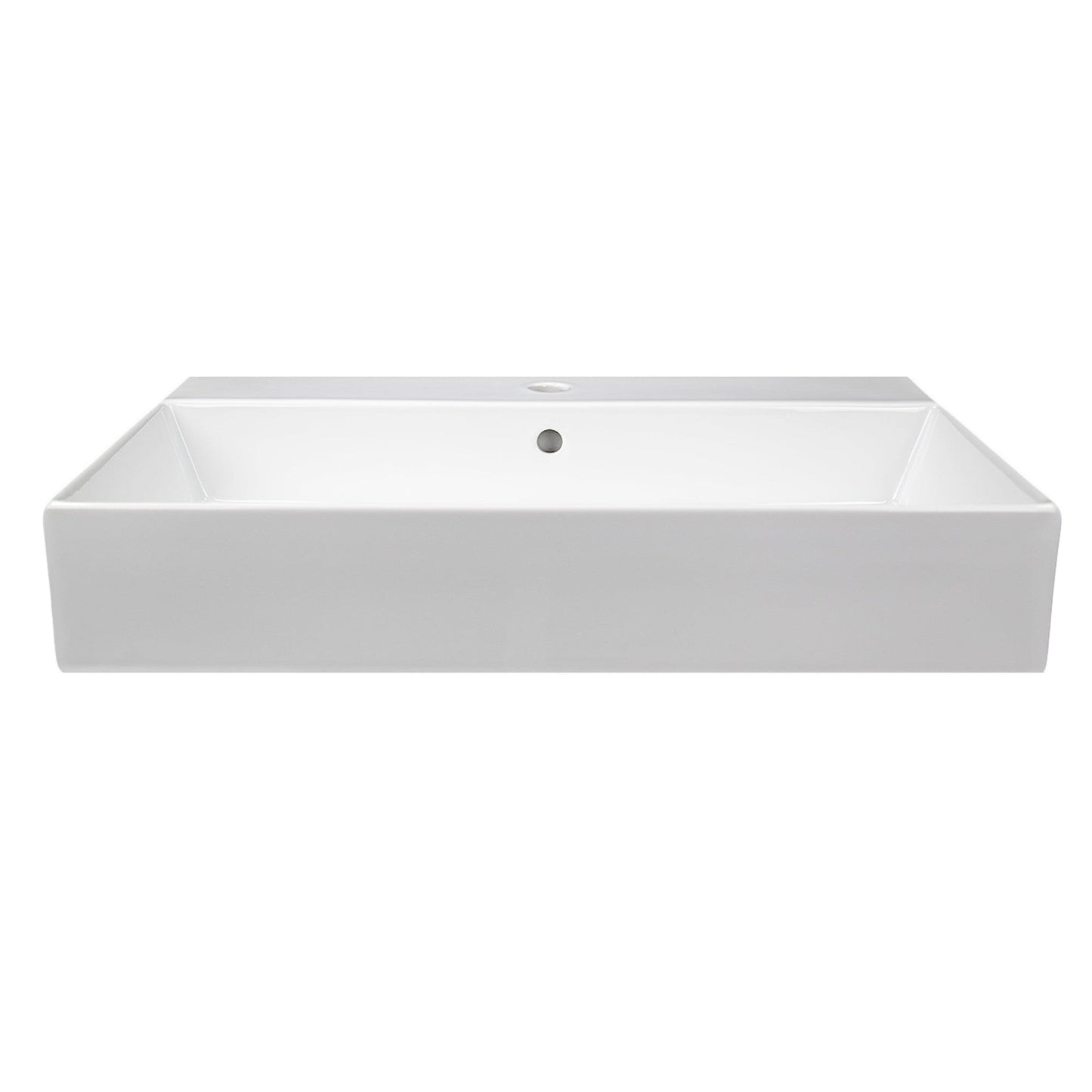 Nantucket Sinks Newport Collection 28" Rectangle Wall-Mounted Glazed White Fireclay Single Bowl Bathroom Sink