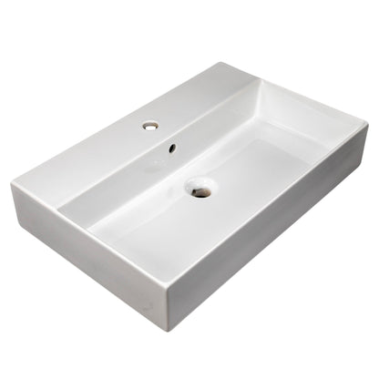 Nantucket Sinks Newport Collection 28" Rectangle Wall-Mounted Glazed White Fireclay Single Bowl Bathroom Sink