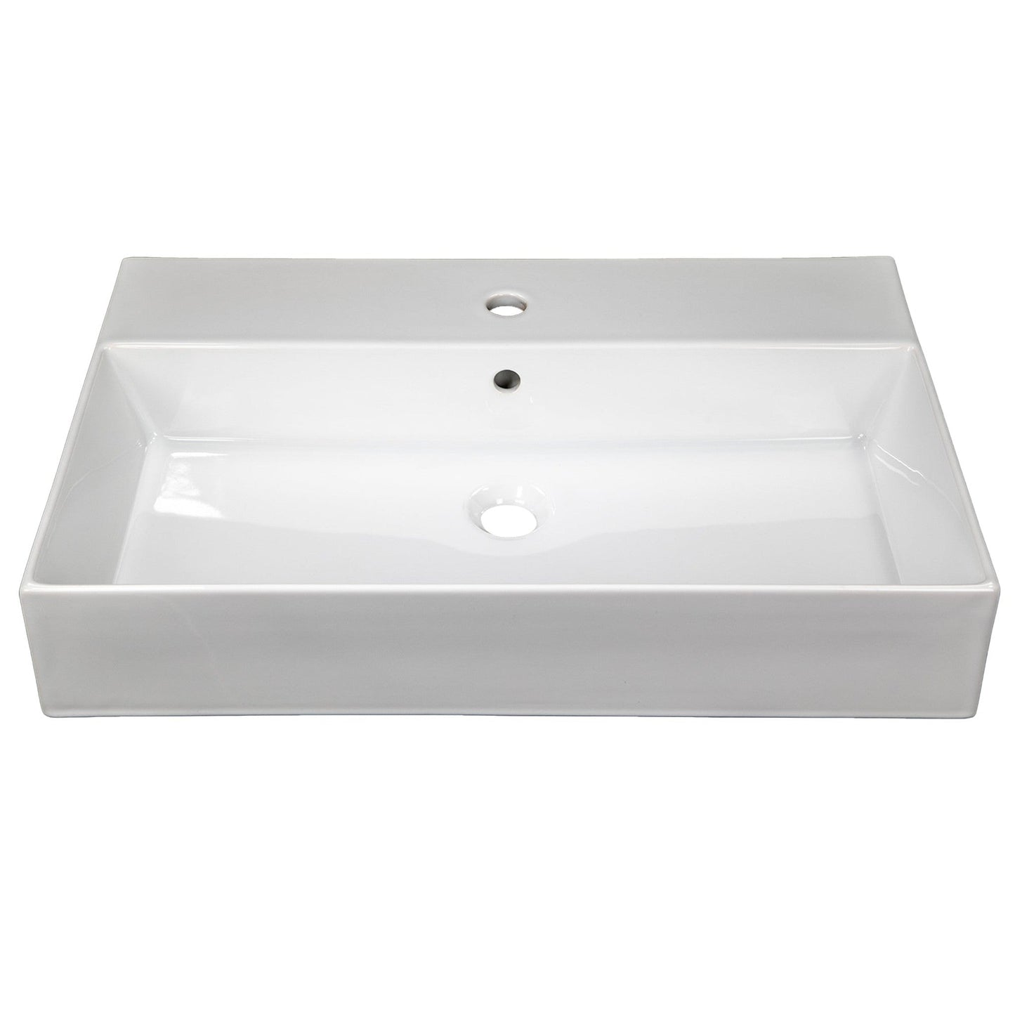Nantucket Sinks Newport Collection 28" Rectangle Wall-Mounted Glazed White Fireclay Single Bowl Bathroom Sink