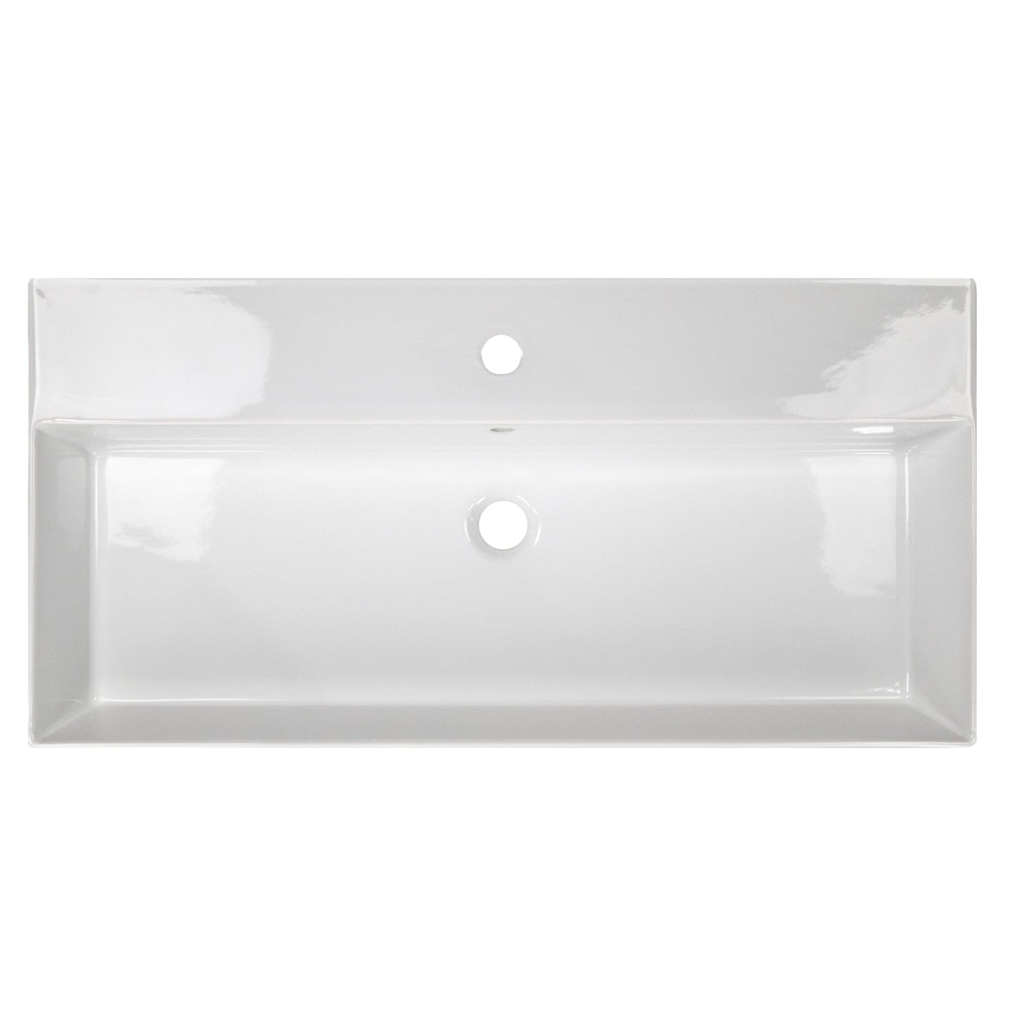 Nantucket Sinks Newport Collection 36" Rectangle Wall-Mounted Glazed White Fireclay Single Bowl Bathroom Sink