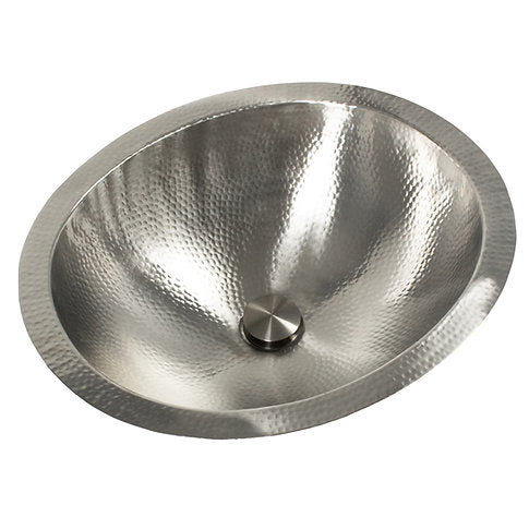 Nantucket Sinks OVS2017 20" Matte Finish Hand Hammered Stainless Steel Oval Sink