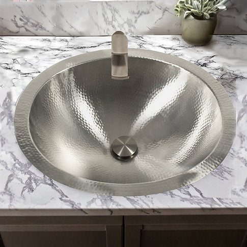 Nantucket Sinks OVS2017 20" Matte Finish Hand Hammered Stainless Steel Oval Sink
