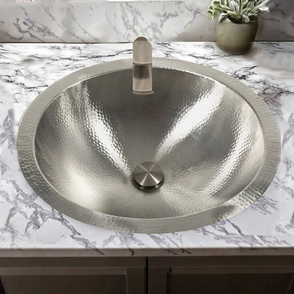 Nantucket Sinks OVS2017 20" Matte Finish Hand Hammered Stainless Steel Oval Sink