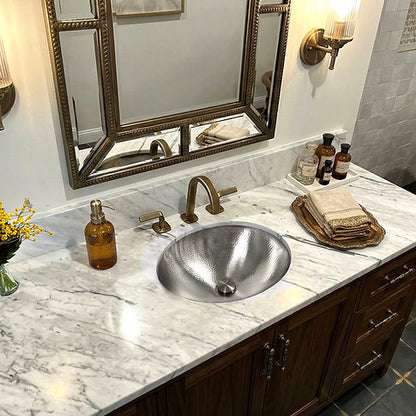 Nantucket Sinks OVS2017 20" Matte Finish Hand Hammered Stainless Steel Oval Sink