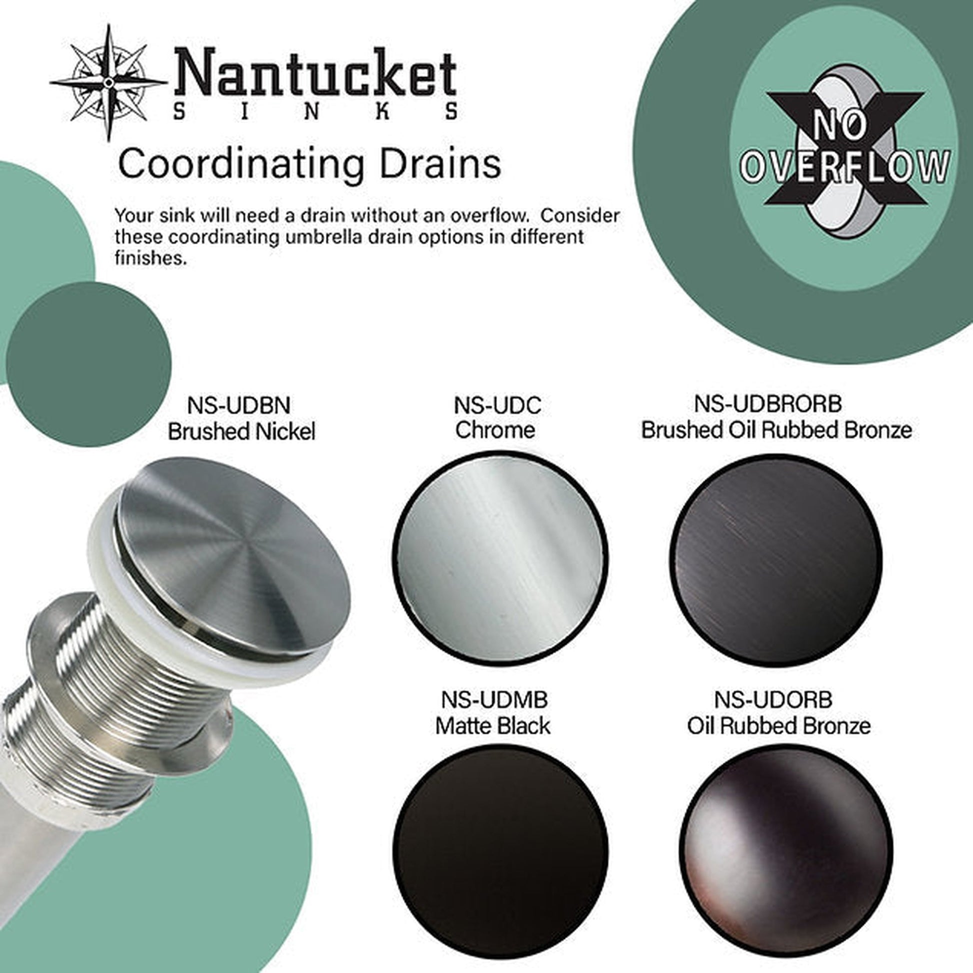 Nantucket Sinks Premium Bath Umbrella Pop-Up Drain in Brushed Nickel