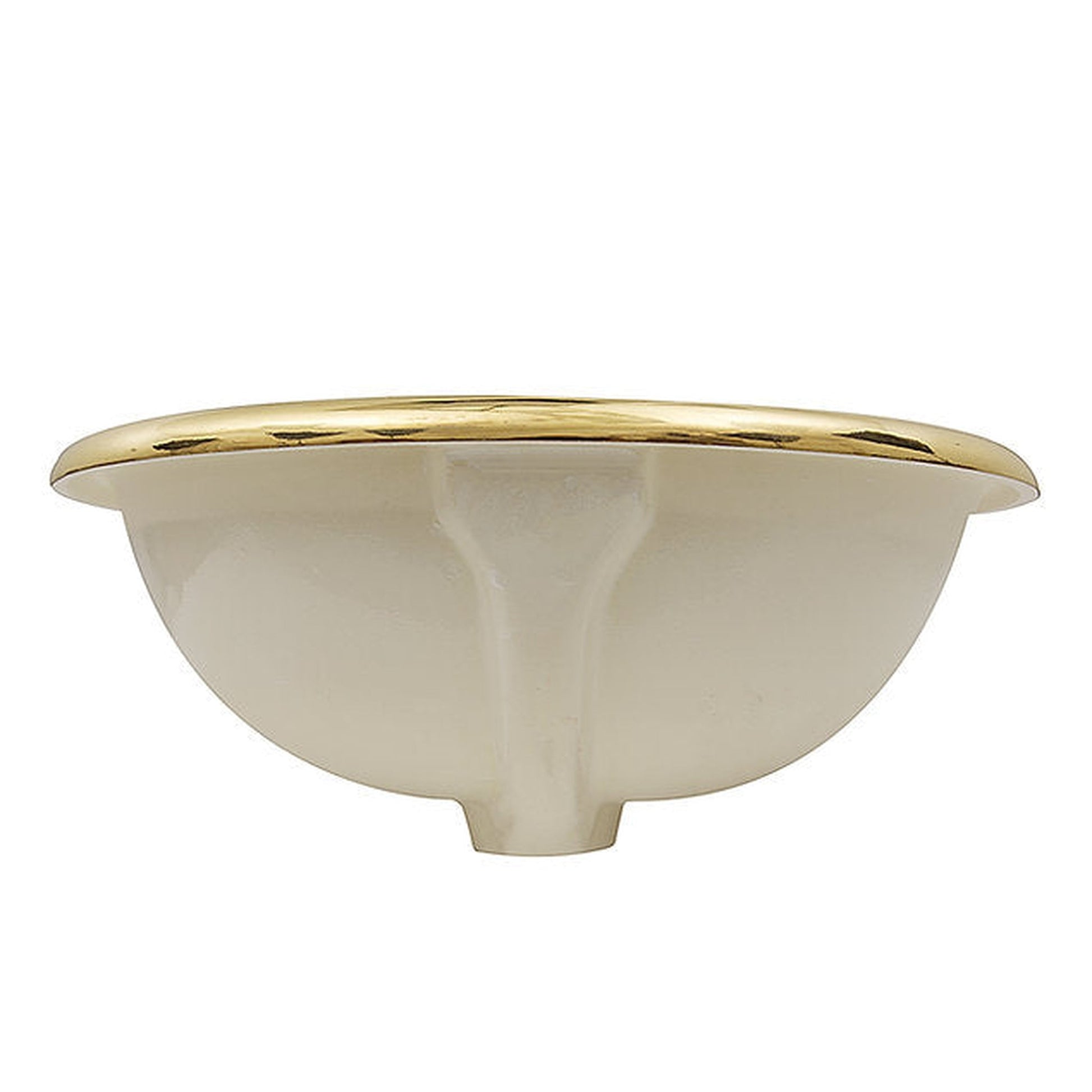 Nantucket Sinks Regatta 17" St. Bart Italian Fireclay Round Glazed White Gold Semi Recessed Vanity Sink