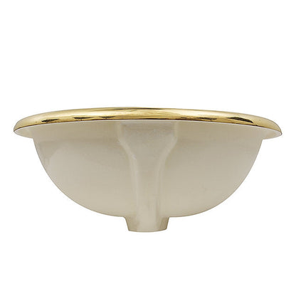 Nantucket Sinks Regatta 17" St. Bart Italian Fireclay Round Glazed White Gold Semi Recessed Vanity Sink