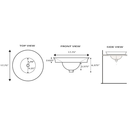 Nantucket Sinks Regatta 18" Dinard Italian Fireclay Round Glazed White Semi Recessed Vanity Sink