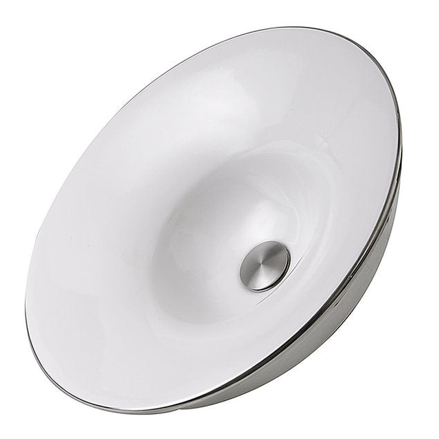 Nantucket Sinks Regatta 18" St. Malo Italian Fireclay Round Glazed White Platinum Semi Recessed Vanity Sink