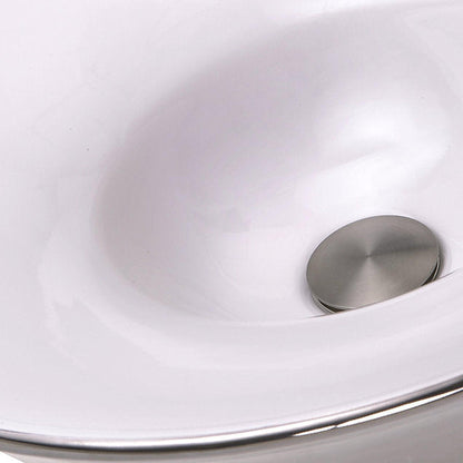 Nantucket Sinks Regatta 18" St. Malo Italian Fireclay Round Glazed White Platinum Semi Recessed Vanity Sink