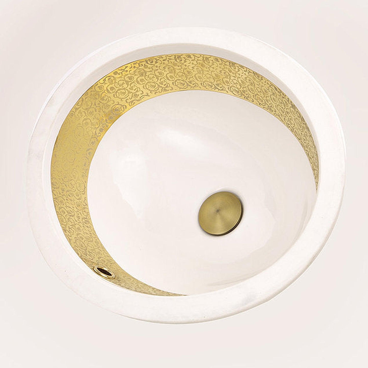 Nantucket Sinks Regatta 19 W" x 16" D Anzio Italian Fireclay Oval Glazed White With Gold Accent Undermount Vanity Sink