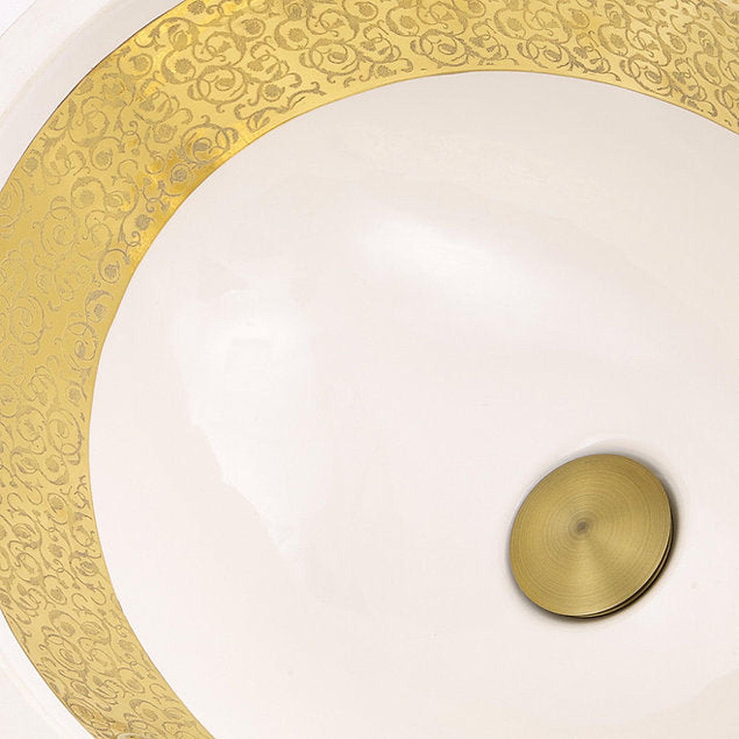 Nantucket Sinks Regatta 19 W" x 16" D Anzio Italian Fireclay Oval Glazed White With Gold Accent Undermount Vanity Sink