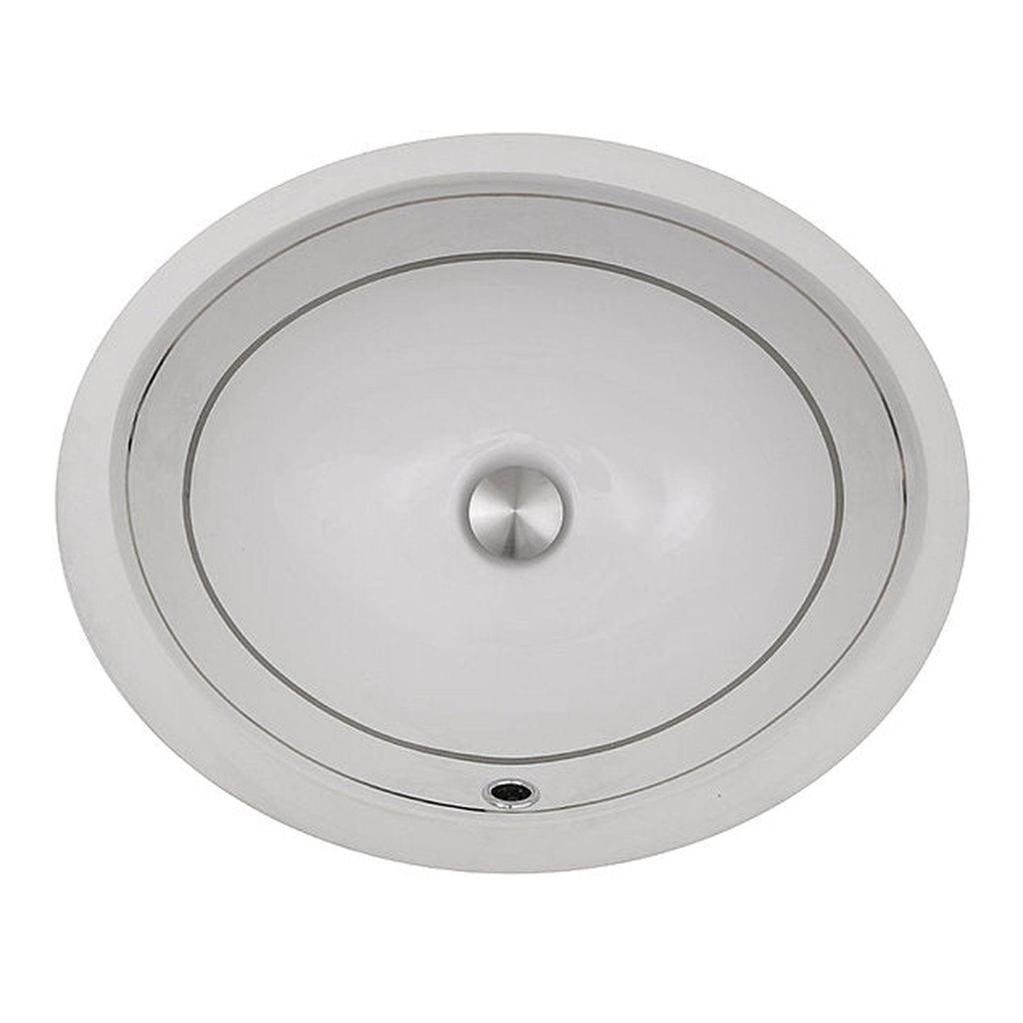 Nantucket Sinks Regatta 19 W" x 16" D Izola Italian Fireclay Oval Glazed White Platinum Undermount Vanity Sink