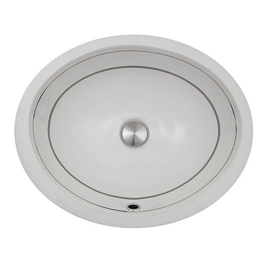 Nantucket Sinks Regatta 19 W" x 16" D Izola Italian Fireclay Oval Glazed White Platinum Undermount Vanity Sink