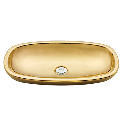 Nantucket Sinks Regatta 25 W" x 15" D Dubai Italian Fireclay Oval Glazed Gold Vessel Vanity Sink