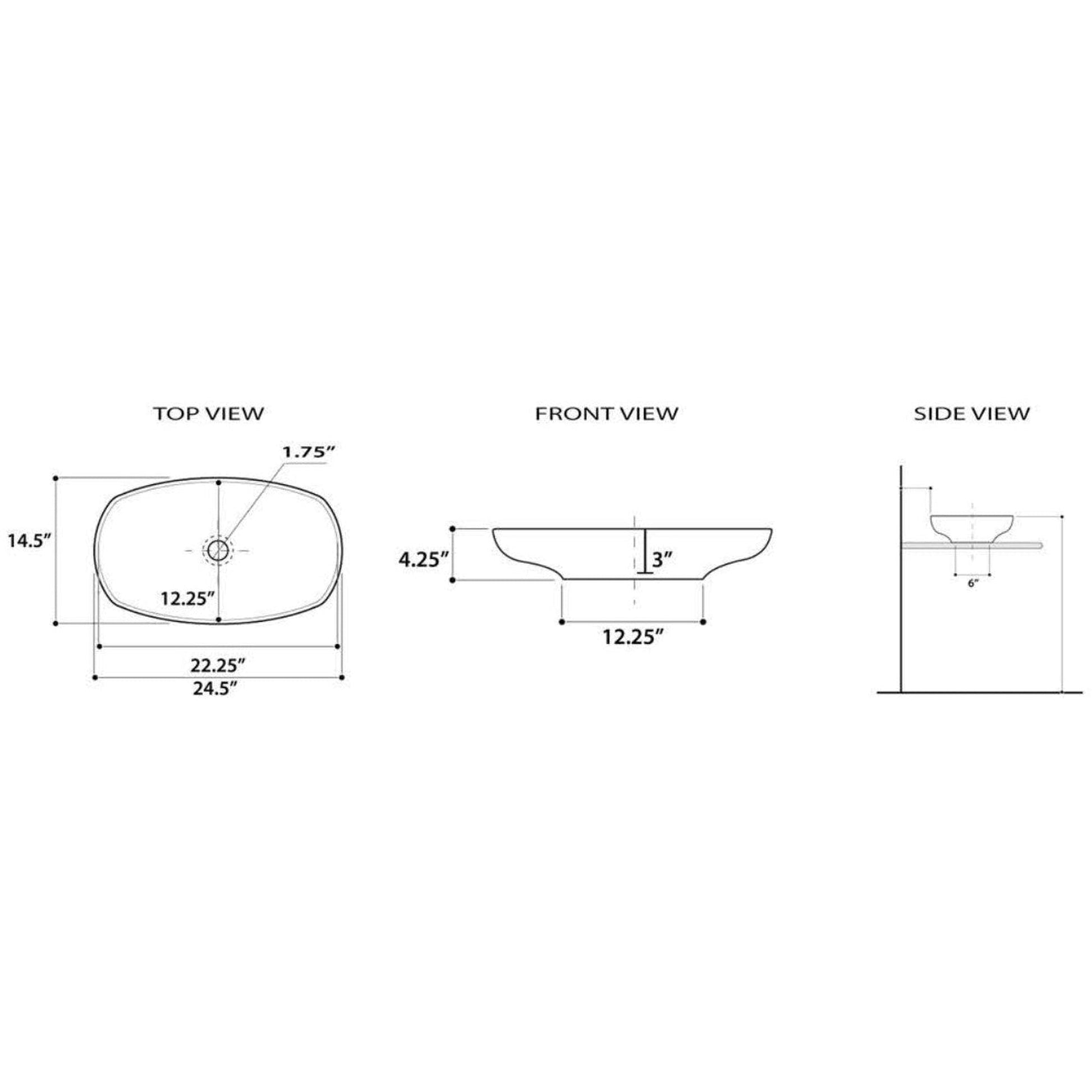 Nantucket Sinks Regatta 25 W" x 15" D Dubai Italian Fireclay Oval Glazed Gold Vessel Vanity Sink