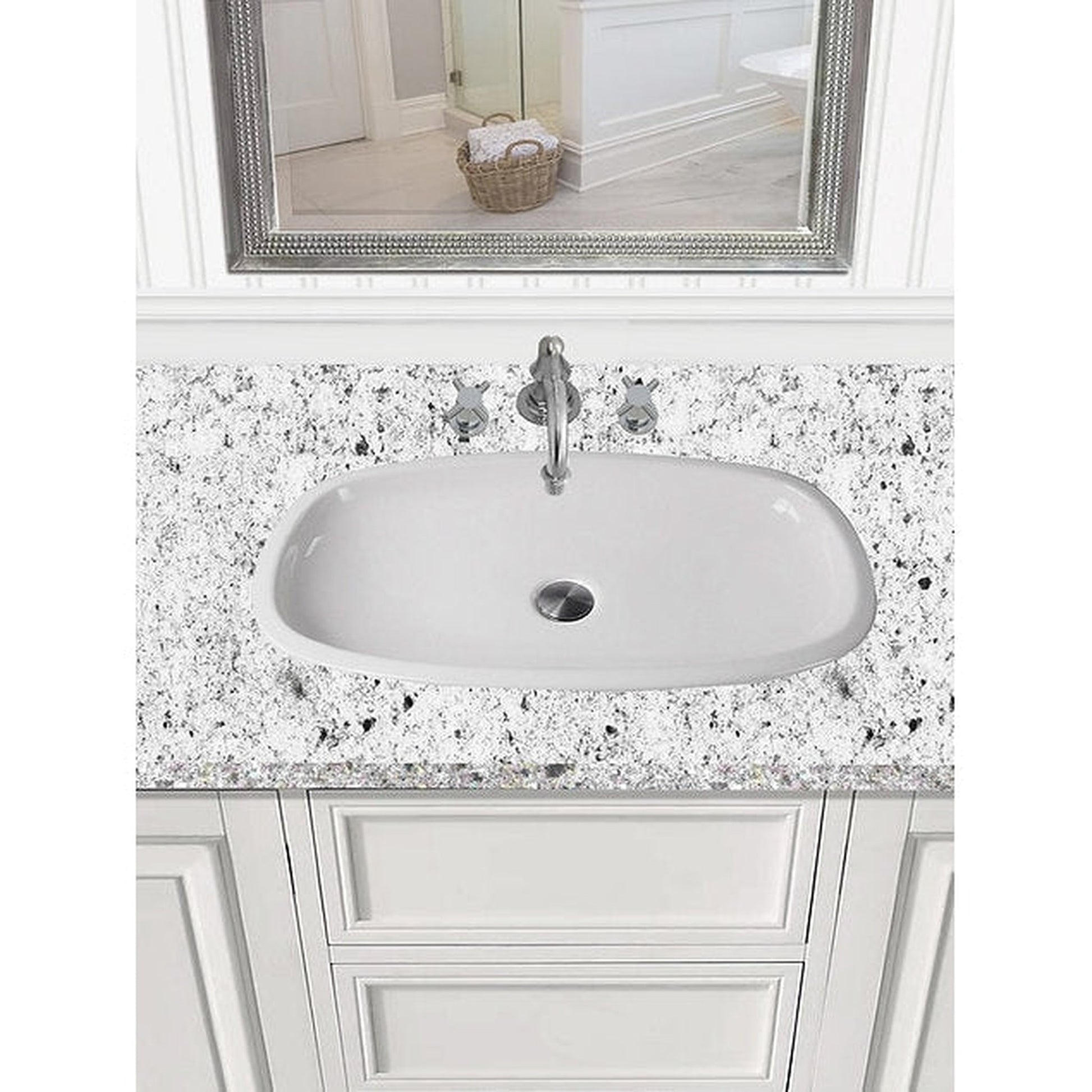 Nantucket Sinks Regatta 25 W" x 15" D Portofino Italian Fireclay Oval Glazed White Vessel Vanity Sink