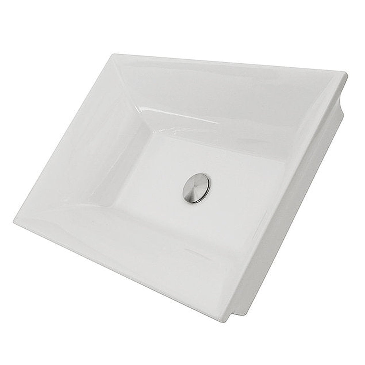 Nantucket Sinks Regatta 25" W x 17" D Cannes Italian Fireclay Rectangular Glazed White Semi Recessed Vanity Sink