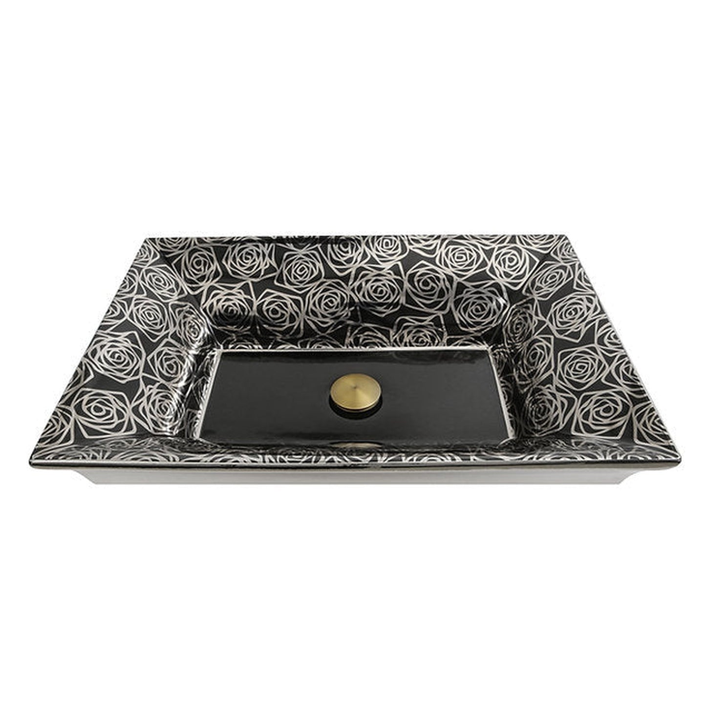 Nantucket Sinks Regatta 25" W x 17" D Porto Cervo Italian Fireclay Rectangular Glazed Black Platinum Semi Recessed Vanity Sink