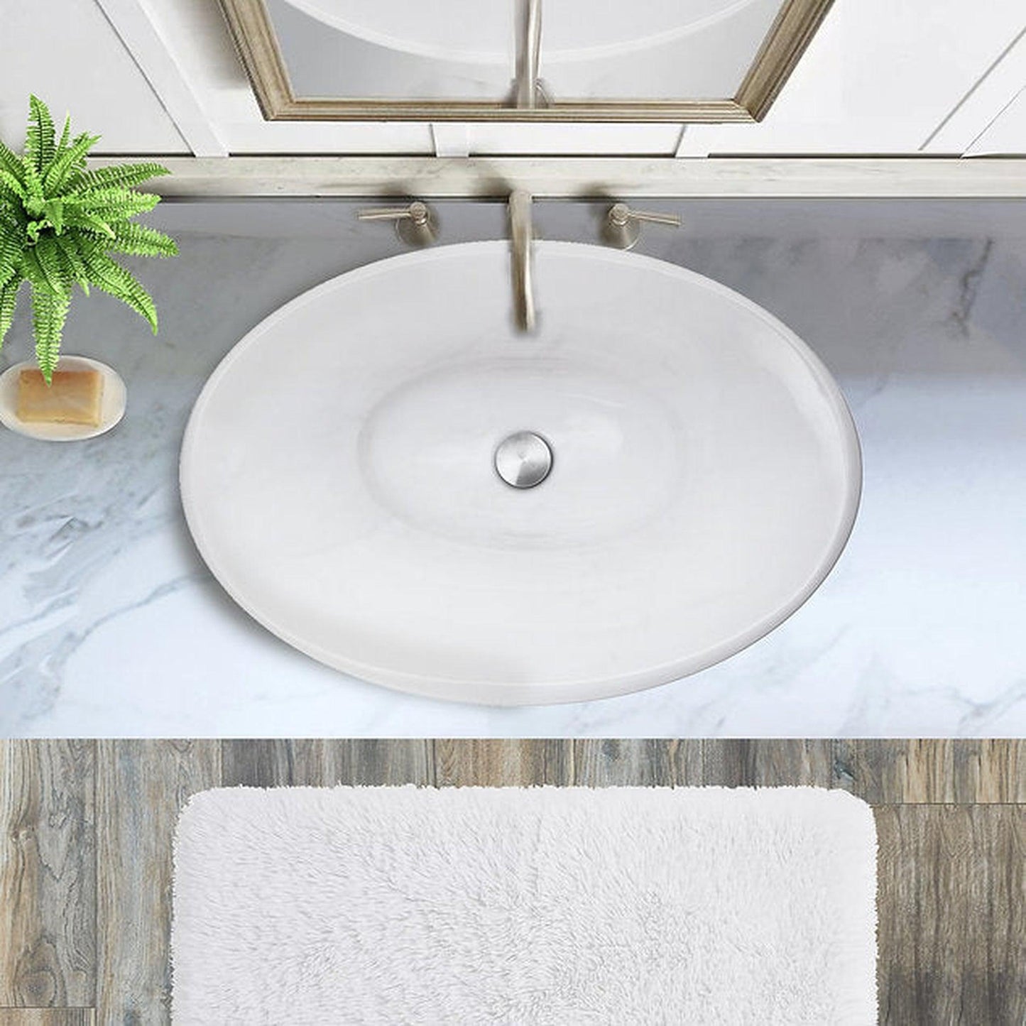 Nantucket Sinks Regatta 25" W x 18" Tortala Italian Fireclay Drop-In White Oval Vanity Sink