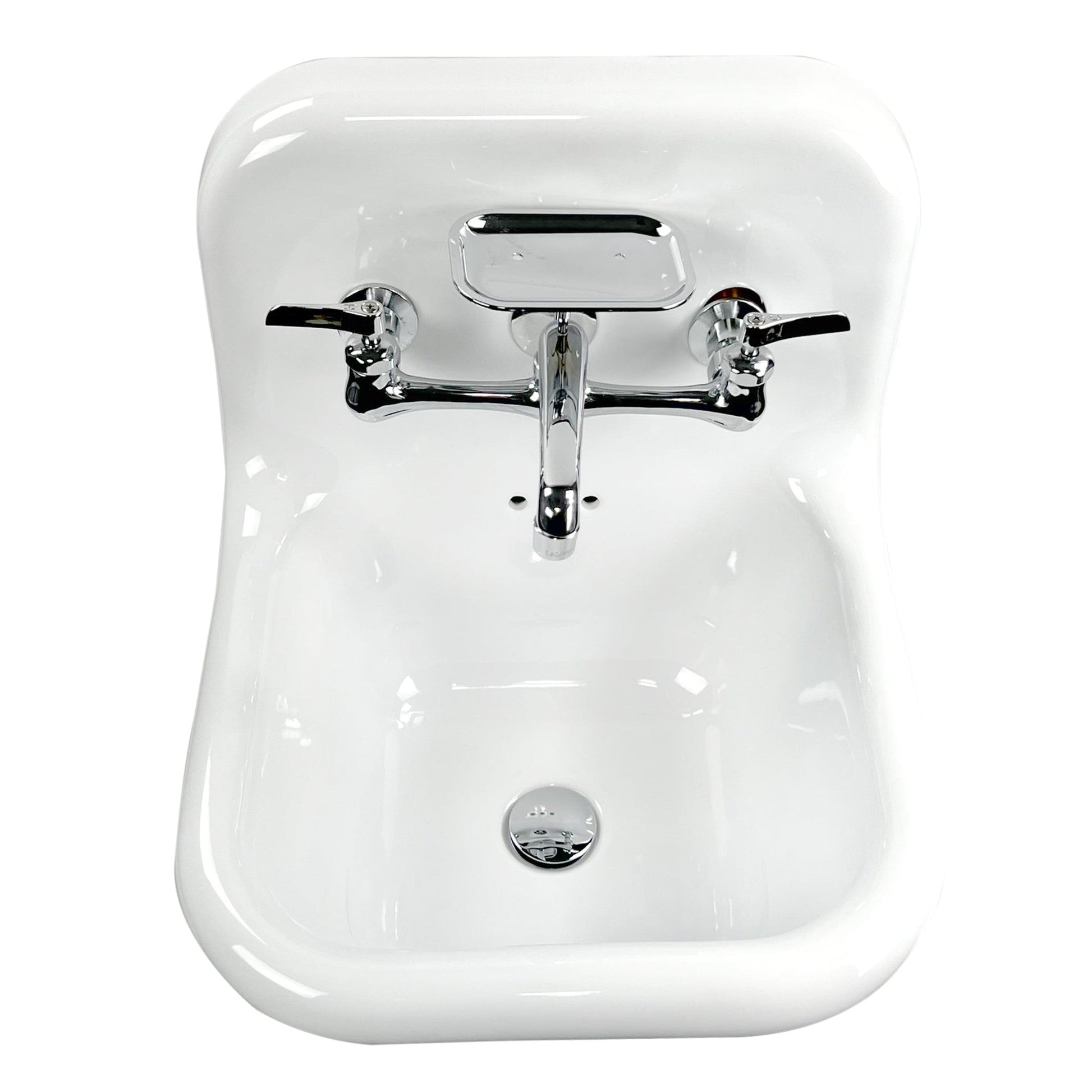 Nantucket Sinks Victorian Collection 17" Irregular Wall-Mounted Glazed White & Matte Black Fireclay Single Bowl Bathroom Sink With Chrome Accessories Set