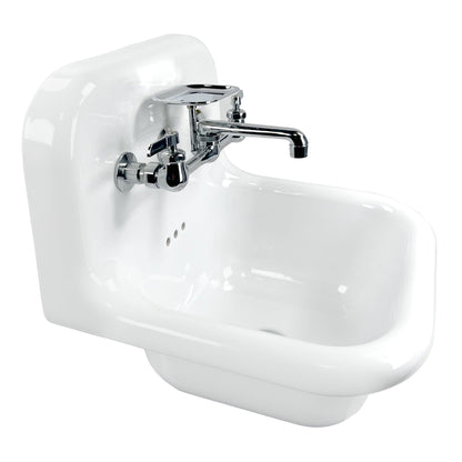 Nantucket Sinks Victorian Collection 17" Irregular Wall-Mounted Glazed White & Matte Black Fireclay Single Bowl Bathroom Sink With Chrome Accessories Set