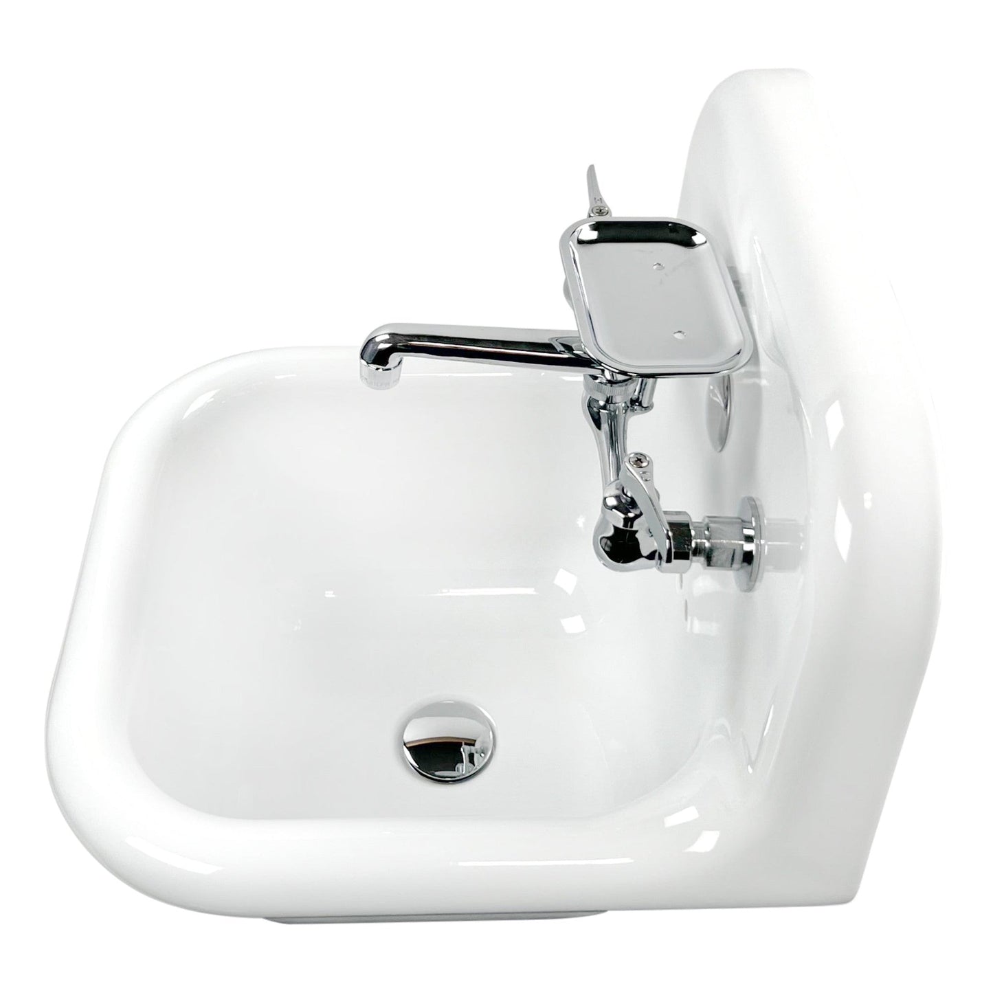Nantucket Sinks Victorian Collection 17" Irregular Wall-Mounted Glazed White & Matte Black Fireclay Single Bowl Bathroom Sink With Chrome Accessories Set